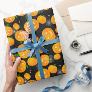 Creepy Halloween Spider Jack O Lantern Spider Web Cadeaupapier