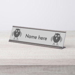 Creepy Halloween Uil Custom Desk Sign Bureau Naambordje