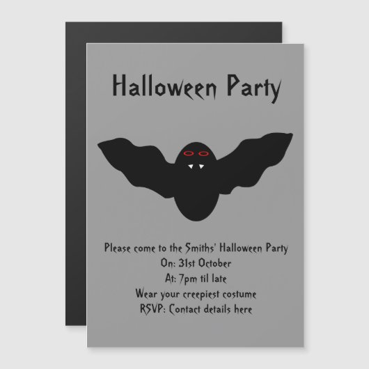 Creepy Halloween Vampire Bat Party nodigt uit Magnetische Uitnodiging (Voorkant / Achterkant)