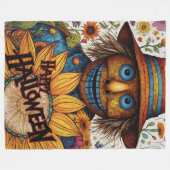 Creepy Halloween vogelverschrikker met zonnebloeme Fleece Deken (Voorkant (Horizontaal))