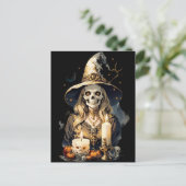 Creepy Halloween Witch Briefkaart (Staand voorkant)