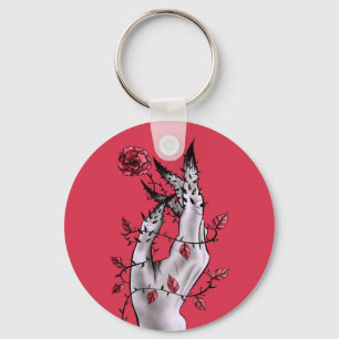 Creepy Hand Roos Thorns Macabre Red Sleutelhanger