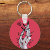 Creepy Hand Roos Thorns Macabre Red Sleutelhanger (Voorkant)