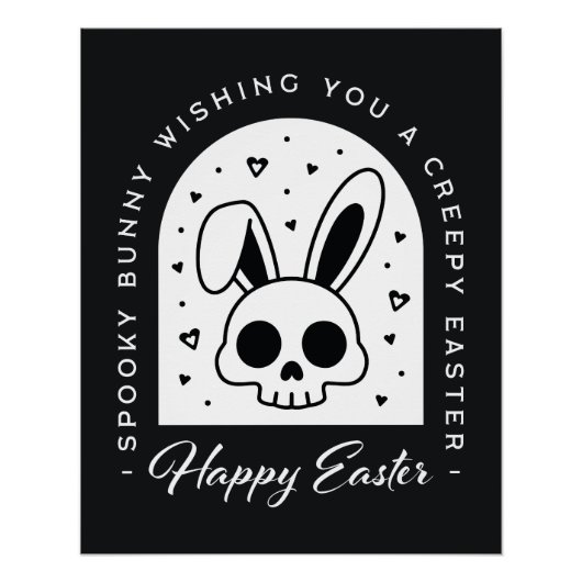 Creepy Happy Easter bunny skull gothic aesthetic Perfect Poster (Voorkant)