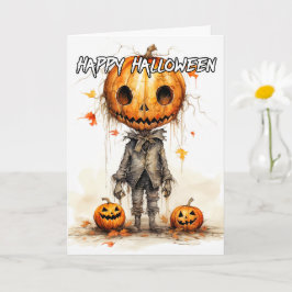 Creepy Happy Halloween Pumpkin Art Kaart