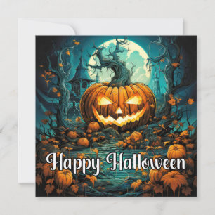 Creepy Happy Halloween Pumpkin Illustratie Kaart