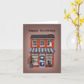 Creepy Haunted Bookstore Schattige Ghost Verjaarda Kaart (Gele Bloem)