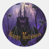 Creepy Haunted Castle Halloween Ronde Sticker (Voorkant)