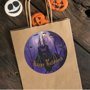 Creepy Haunted Castle Halloween Ronde Sticker