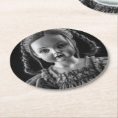Creepy Haunted Doll in zwart-wit Onderzetter (Gebogen)