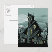 Creepy haunted geest house scène illustratie briefkaart (Voorkant / Achterkant)