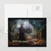 Creepy Haunted House and its Ghost Owner - Macabre Briefkaart (Voorkant / Achterkant)