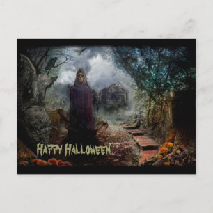 Creepy Haunted House and its Ghost Owner - Macabre Briefkaart