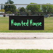 Creepy Haunted House Black en Green Typografie Spandoek (Insitu)