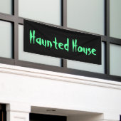Creepy Haunted House Black en Green Typografie Spandoek (Buitenkant Gebouw)