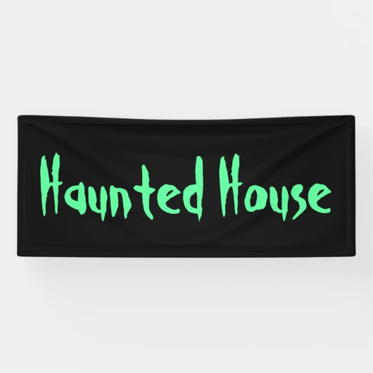 Creepy Haunted House Black en Green Typografie Spandoek (Horizontaal)