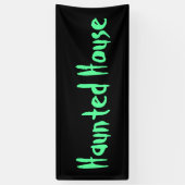 Creepy Haunted House Black en Green Typografie Spandoek (Verticaal)