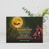 Creepy Haunted House en Bats Graveyard Halloween Kaart (Staand voorkant)