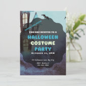 Creepy Haunted House en Bats Halloween Kaart (Staand voorkant)