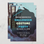 Creepy Haunted House en Bats Halloween Kaart (Voorkant / Achterkant)