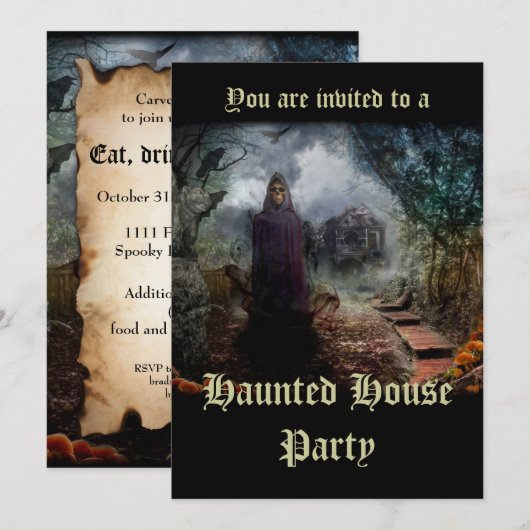 Creepy Haunted House en zijn Ghost Owner - Macabre Kaart (Voorkant / Achterkant)