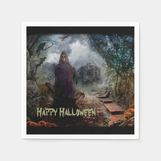 Creepy Haunted House en zijn Ghost Owner - Macabre Servet (Voorkant)