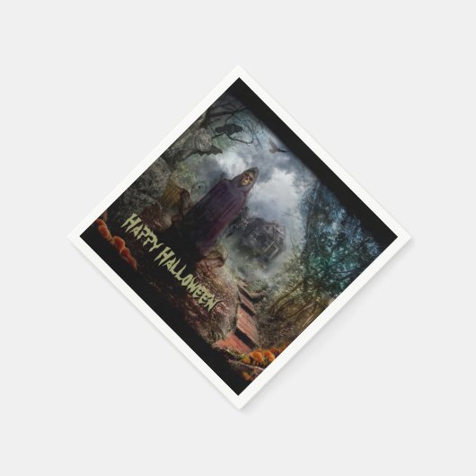 Creepy Haunted House en zijn Ghost Owner - Macabre Servet (Hoek)