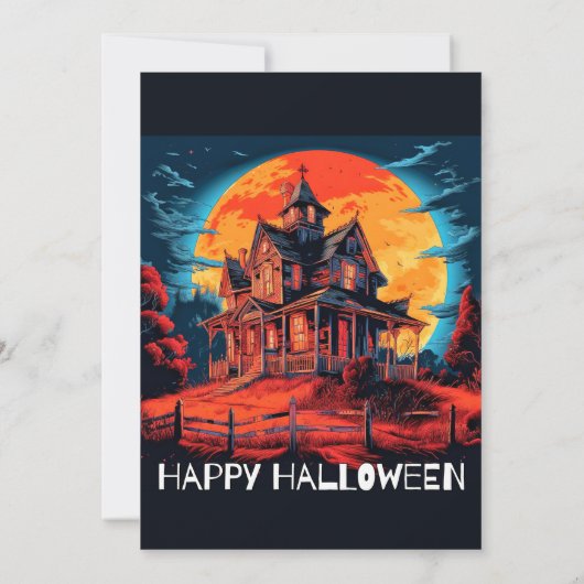 Creepy Haunted House Halloween Bash Uitnodigingen (Achterkant)