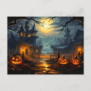 Creepy Haunted House Halloween Briefkaart