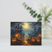 Creepy Haunted House Halloween Briefkaart (Staand voorkant)
