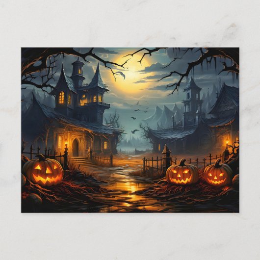Creepy Haunted House Halloween Briefkaart (Voorkant)