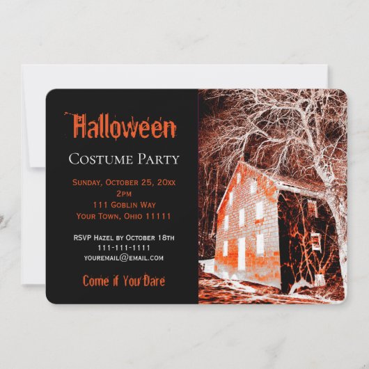 Creepy Haunted House Halloween Costume Party Kaart (Voorkant)