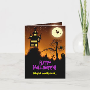 Creepy Haunted House Halloween Kaart