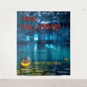Creepy Haunted House Halloween Party Achtergrond Wandkleed