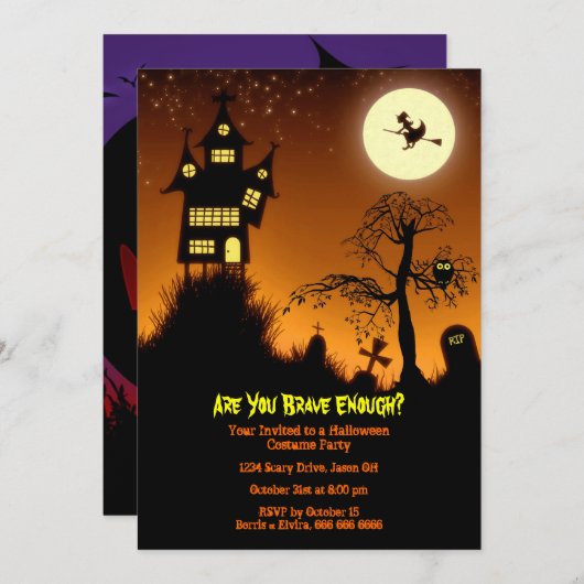 Creepy Haunted House Halloween Party Kaart (Voorkant / Achterkant)