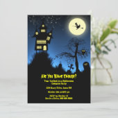 Creepy Haunted House Halloween Party Kaart (Staand voorkant)