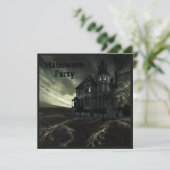 Creepy Haunted House Halloween Party Kaart (Staand voorkant)
