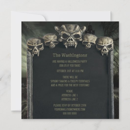 Creepy Haunted House Halloween Party Kaart (Achterkant)