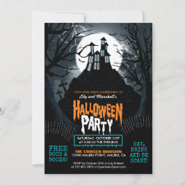 Creepy Haunted House Halloween Party Uitnodiging