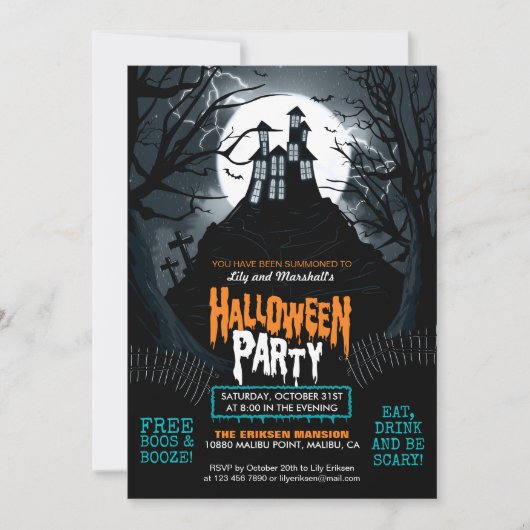 Creepy Haunted House Halloween Party Uitnodiging (Voorkant)