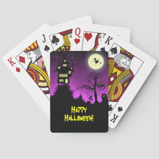 Creepy Haunted House Halloween Pokerkaarten (Achterkant)