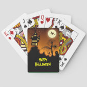 Creepy Haunted House Halloween Pokerkaarten (Achterkant)