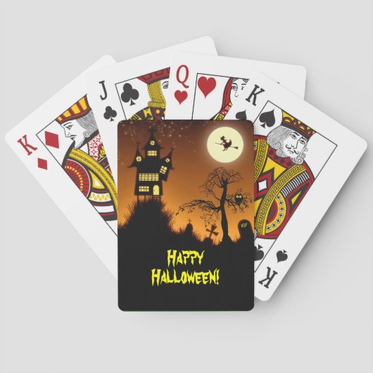 Creepy Haunted House Halloween Pokerkaarten (Achterkant)