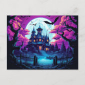 Creepy Haunted House Happy Halloween Briefkaart (Voorkant)