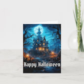 Creepy Haunted House Happy Halloween Kaart (Voorkant)
