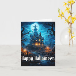Creepy Haunted House Happy Halloween Kaart