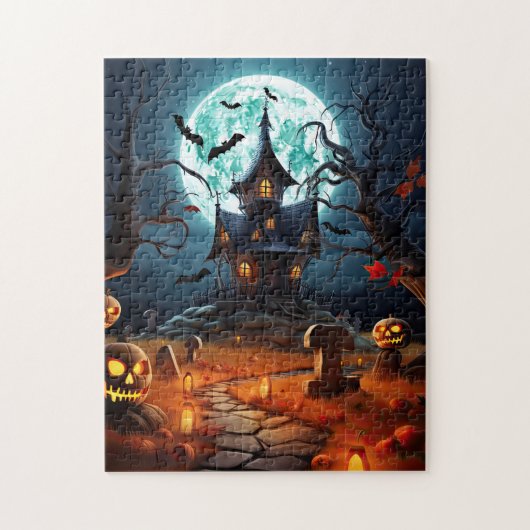Creepy Haunted House Pumpkin Halloween Party Legpuzzel (Verticaal)