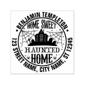 Creepy Haunted House Spider Webs Naam Adres Zelfinktende Stempel (Design)