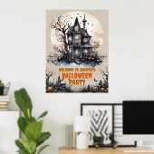 Creepy Haunted Mansion Halloween Party Poster (Thuiskantoor)