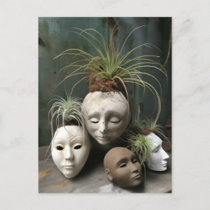 Creepy Head Planters Briefkaart
